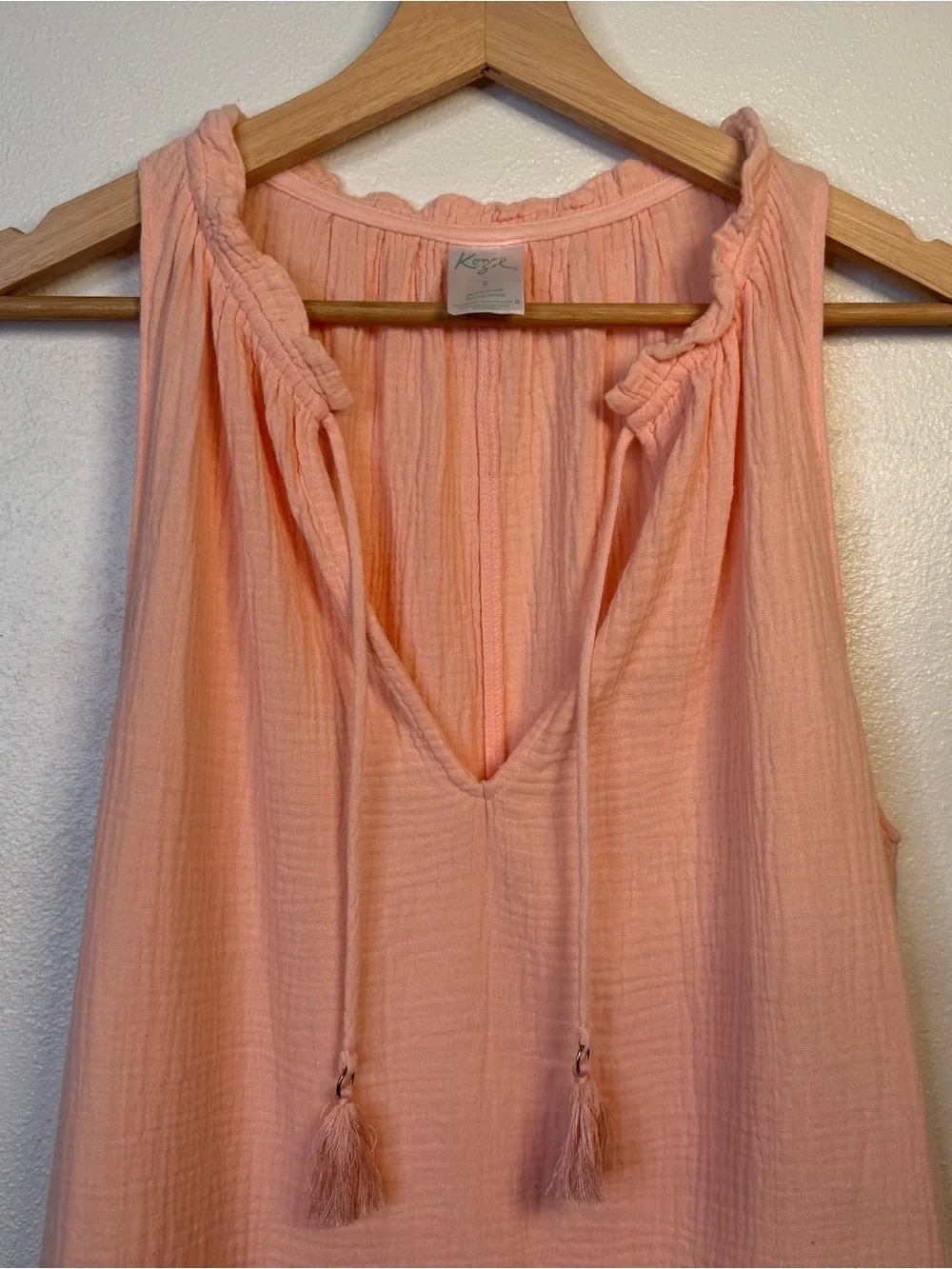 Kona Sol Womens Peach Lightweight 100% Cotton Sundress Swim Cover Up Size Small